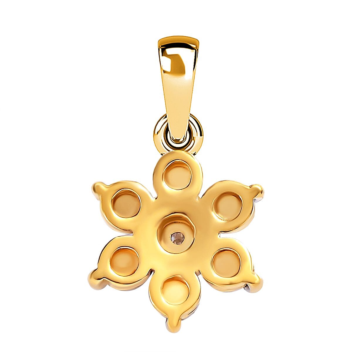 Diamond Floral Pendant in 18K Vermeil Yellow Gold Plated Sterling Silver