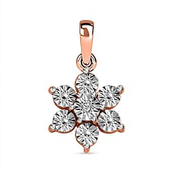 Natural Diamond Floral Pendant in Platinum Plated Sterling Silver