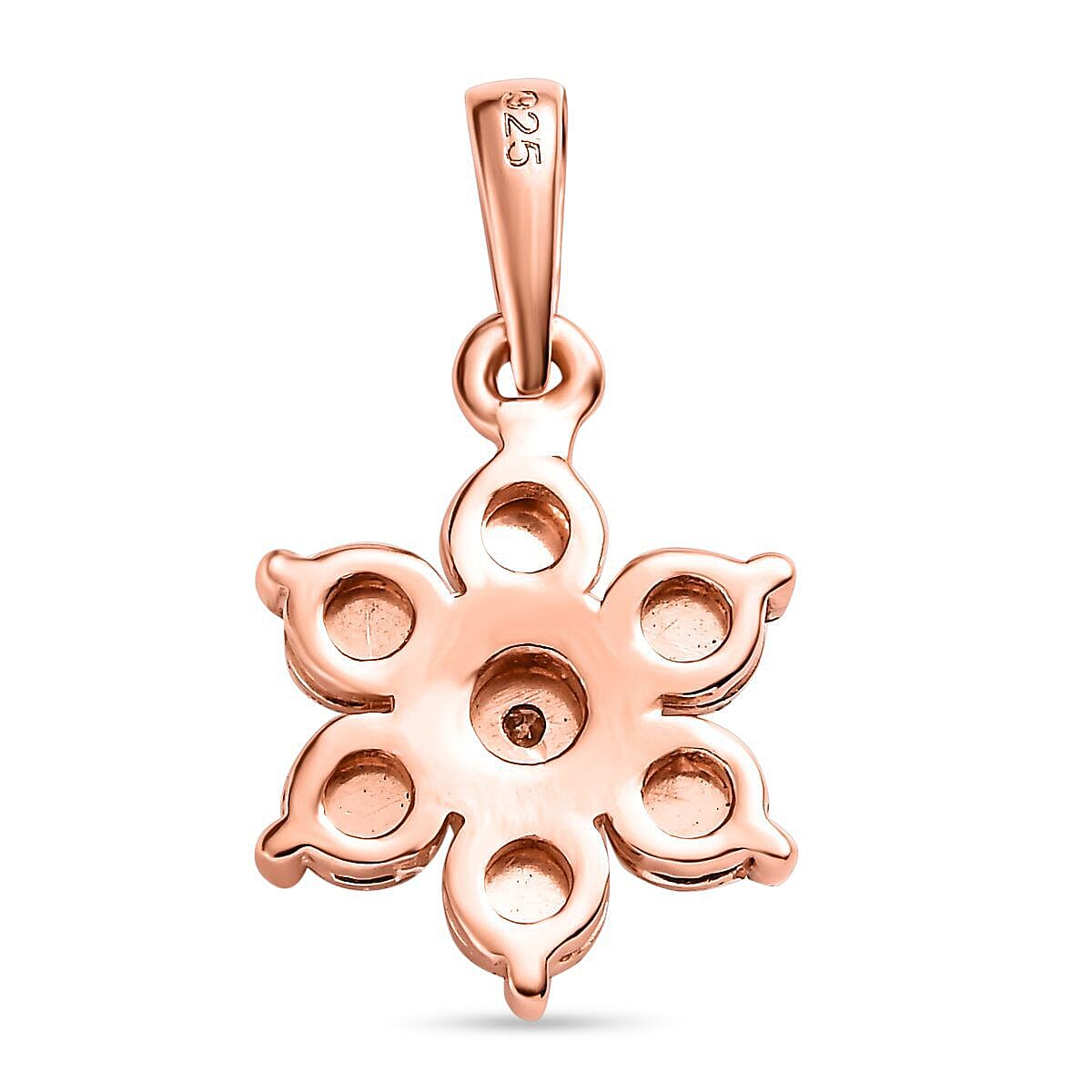 Diamond Floral Pendant in 18K Vermeil Rose Gold Plated Sterling Silver