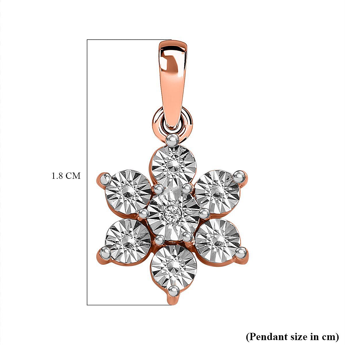 Diamond Floral Pendant in 18K Vermeil Rose Gold Plated Sterling Silver
