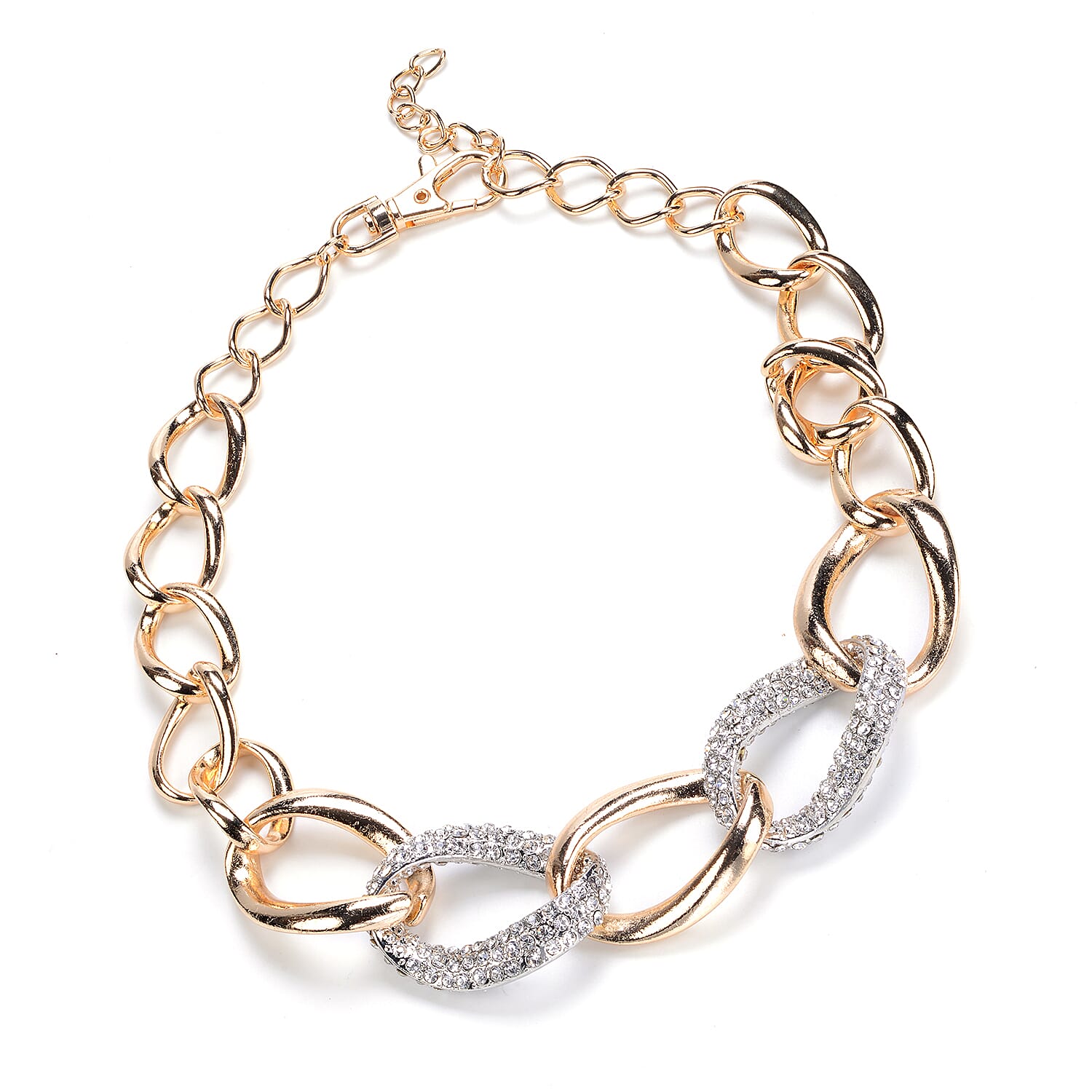 White Austrian Crystal Necklace (Size 21) in Dual Tone