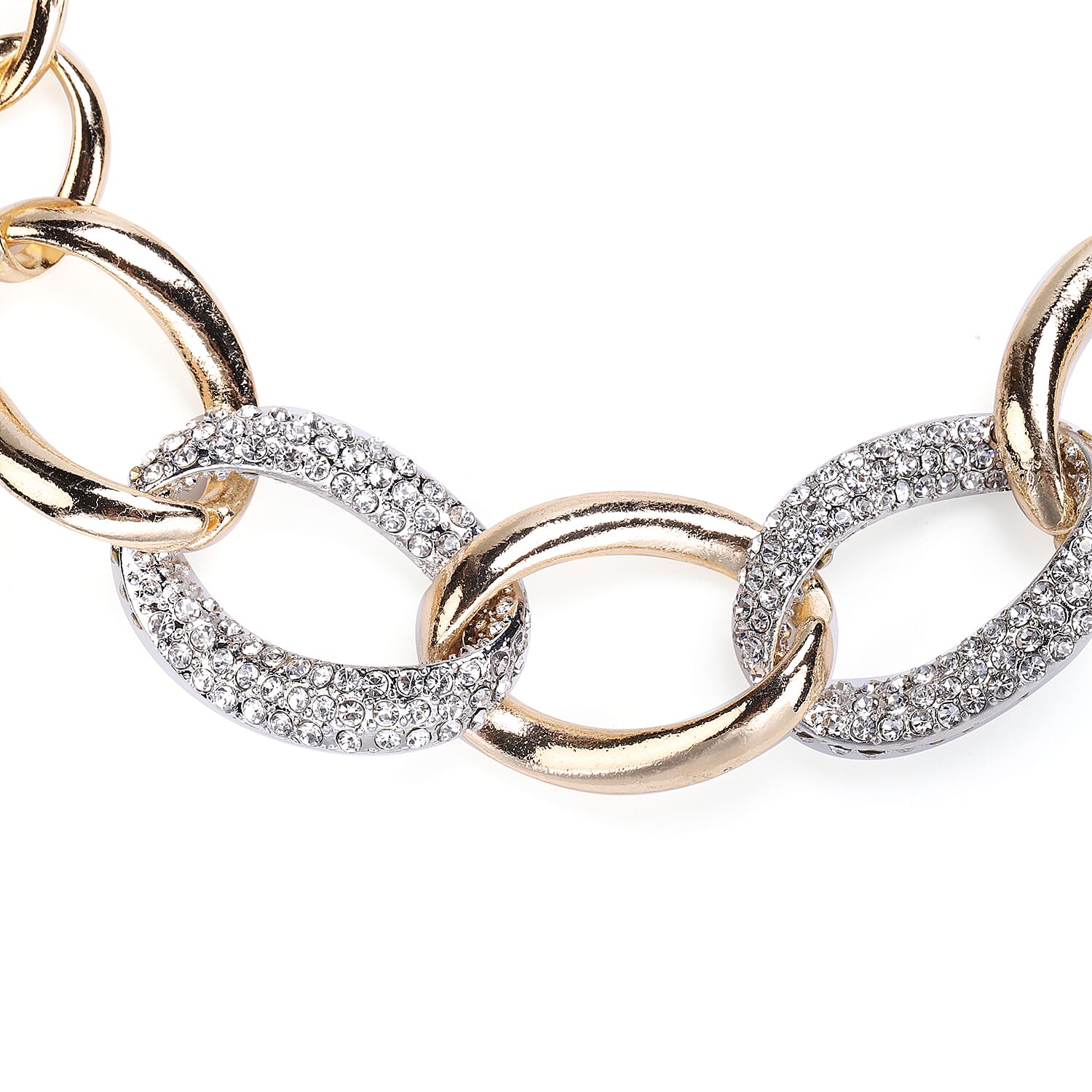 White Austrian Crystal Necklace (Size 21) in Dual Tone