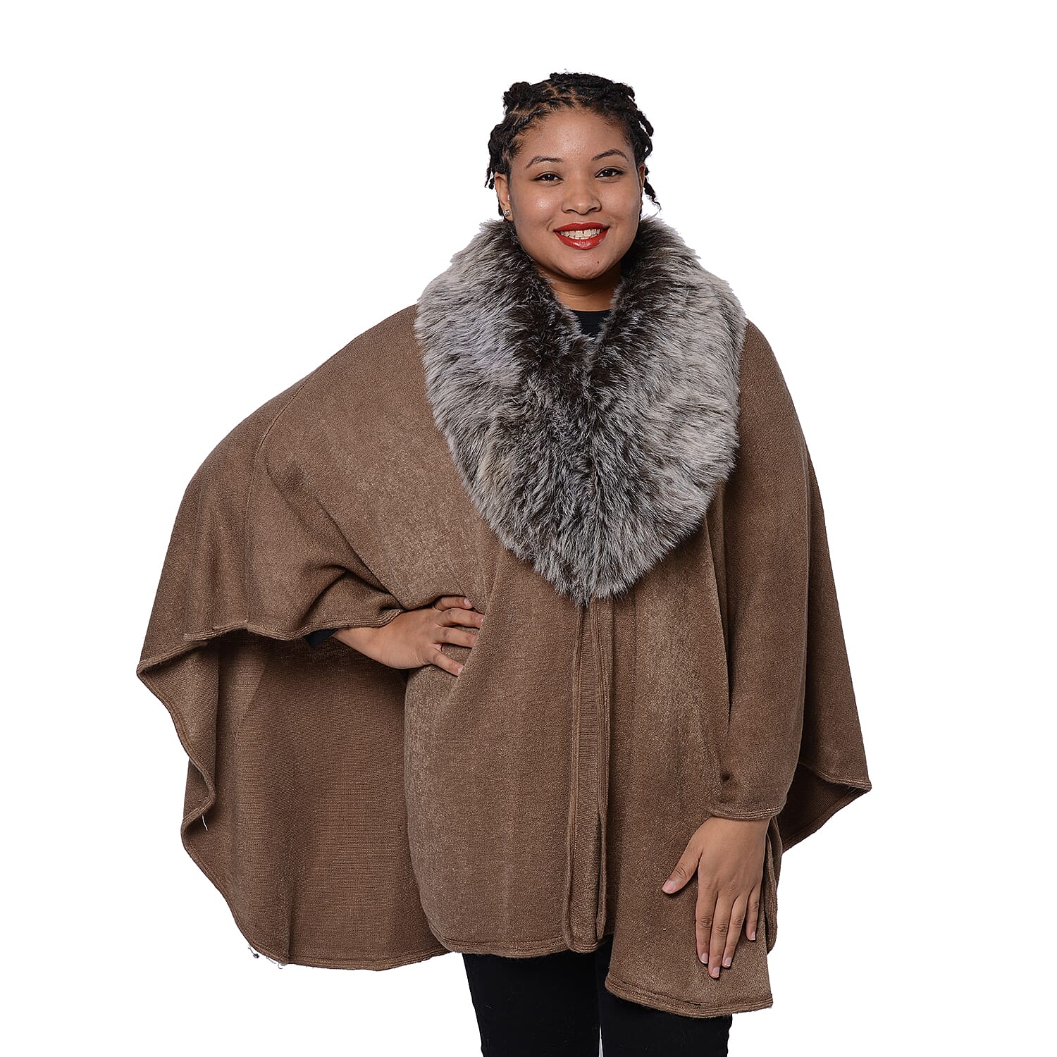 Faux fur hot sale poncho cape