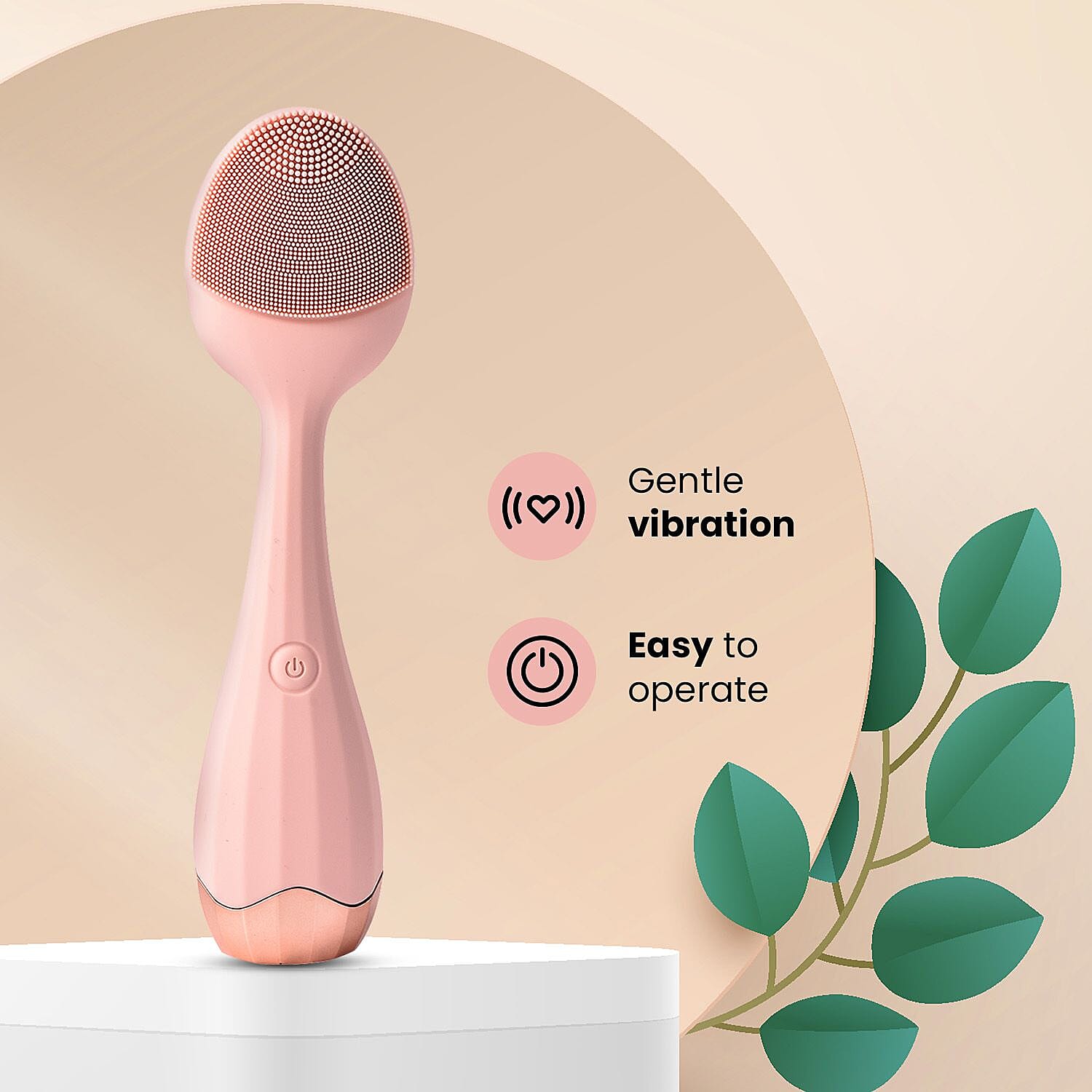 Waterproof Electric Silicone Facial Cleansing Massager with 4 Speeds - Pink (USB Charger)