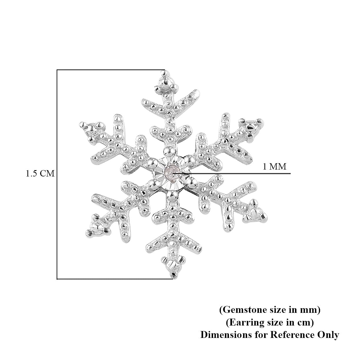 Diamond Snoflake Stud Earrings in Platinum Overlay Sterling Silver