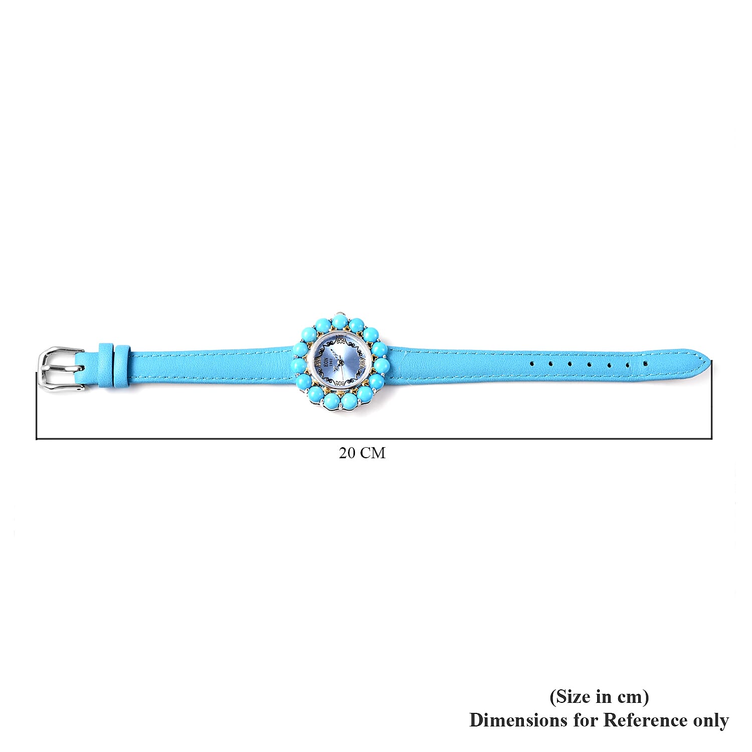 Arizona Sleeping Beauty Turquoise Dual Tone Watch with Turquoise Leather Strap in Sterling Silver