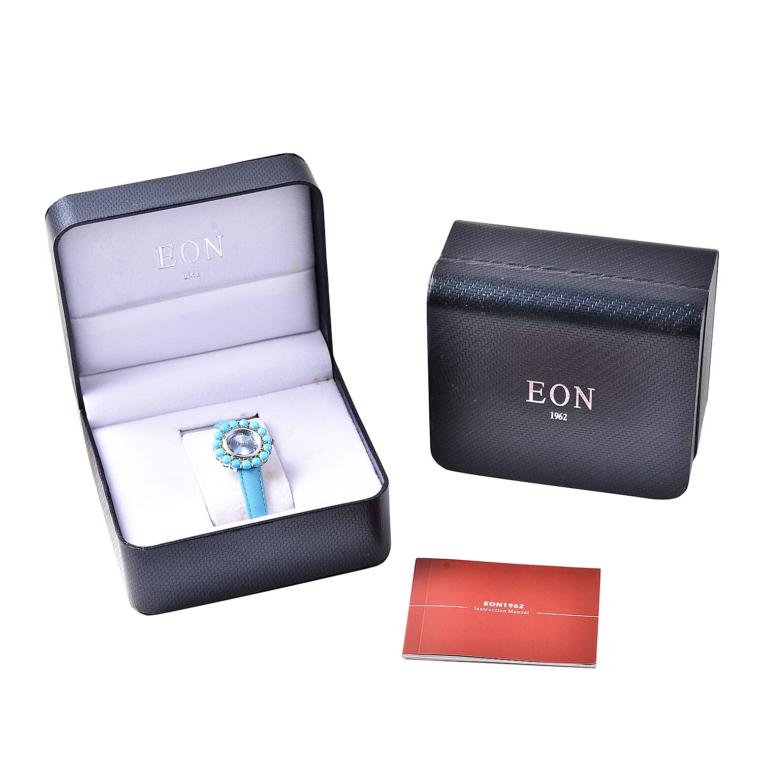 Arizona Sleeping Beauty Turquoise Dual Tone Watch with Turquoise Leather Strap in Sterling Silver