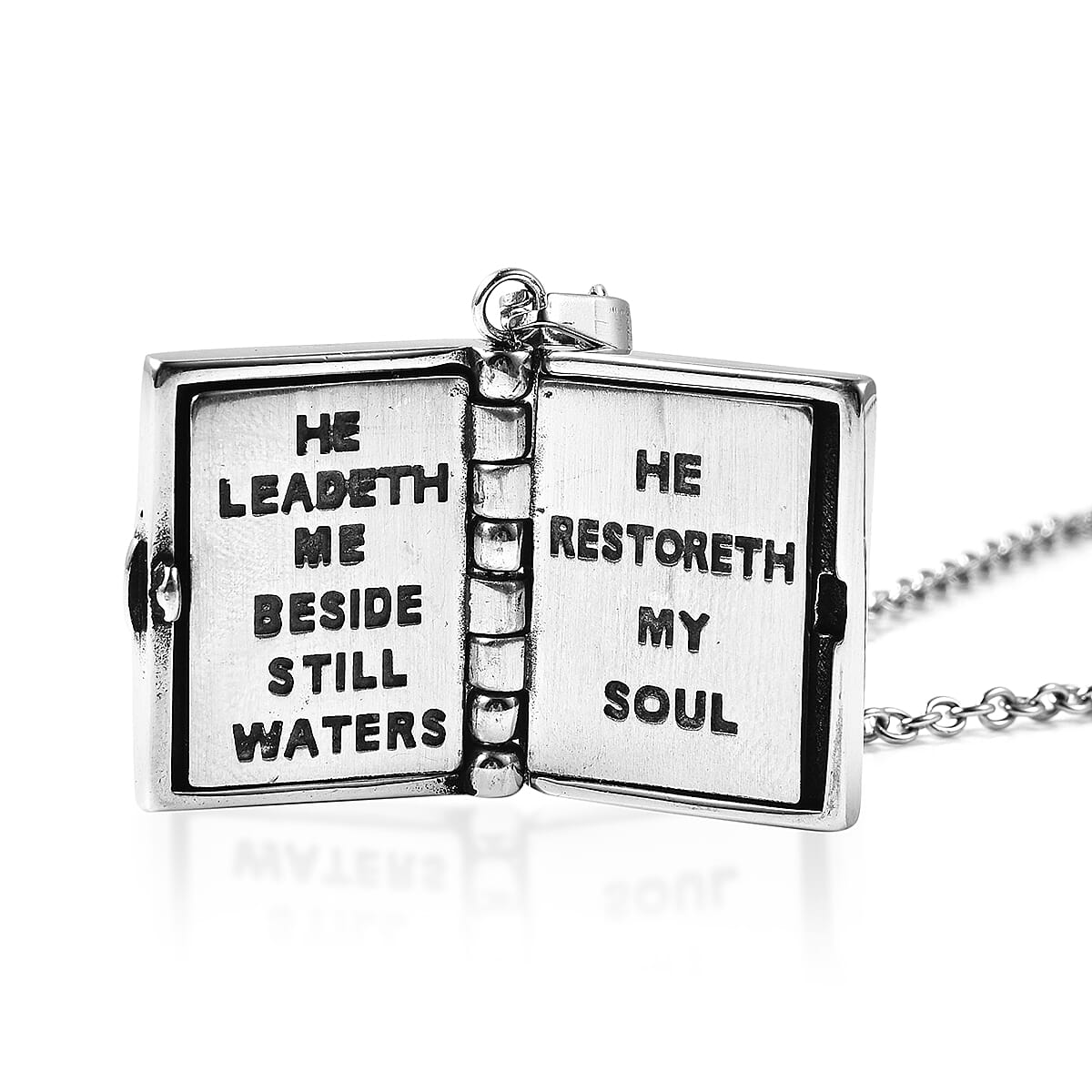 Miniature Holy Bible Pendant with Chain (Size 20) in Stainless Steel