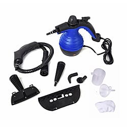 Multi-Purpose Handheld Pressurized Steam Cleaner with 9-Piece Accessories for Stain Removal, Carpets, Curtains, Bed Bug Control, Car Seats & UK Plug- Blue
