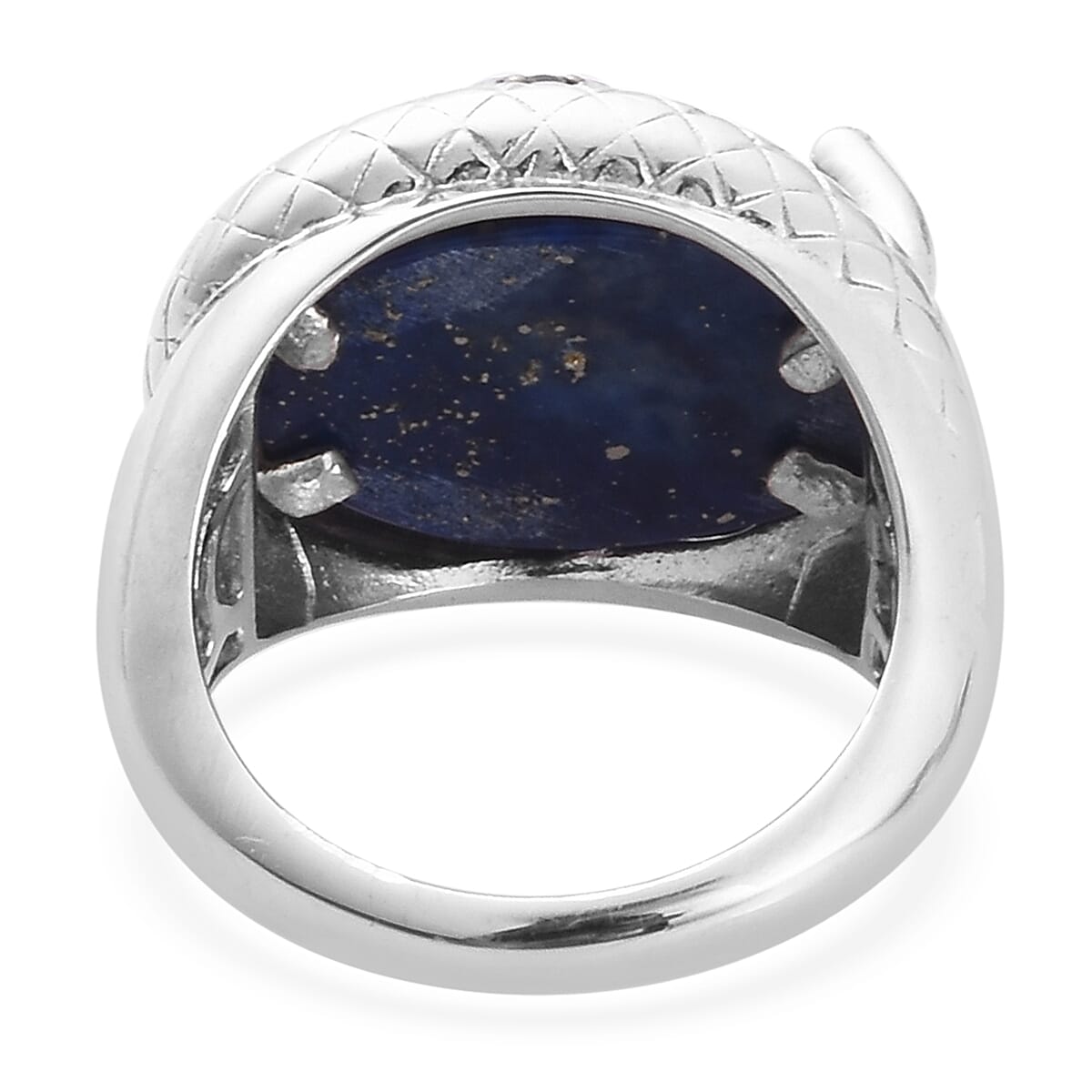 Sundays Child - Lapis Lazuli and Boi Ploi Black Spinel Serpent Ring in Platinum Overlay Sterling Silver 11.00 Ct.