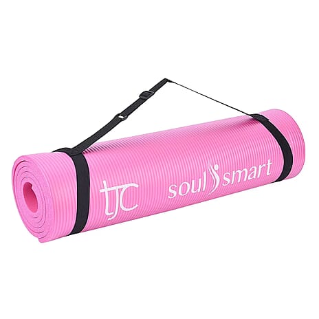Soul Smart NBR Yoga Mat Non Slip Exercise - Pilates Mat with Carrying Strap (Size 188x61 cm) - Pink