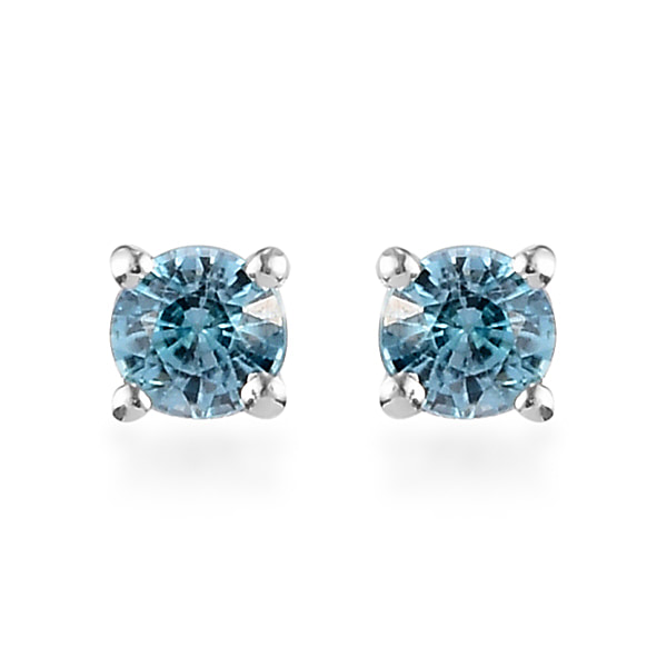 Ratanakiri Blue Zircon Stud Earrings in Sterling Silver - 3696995 - TJC