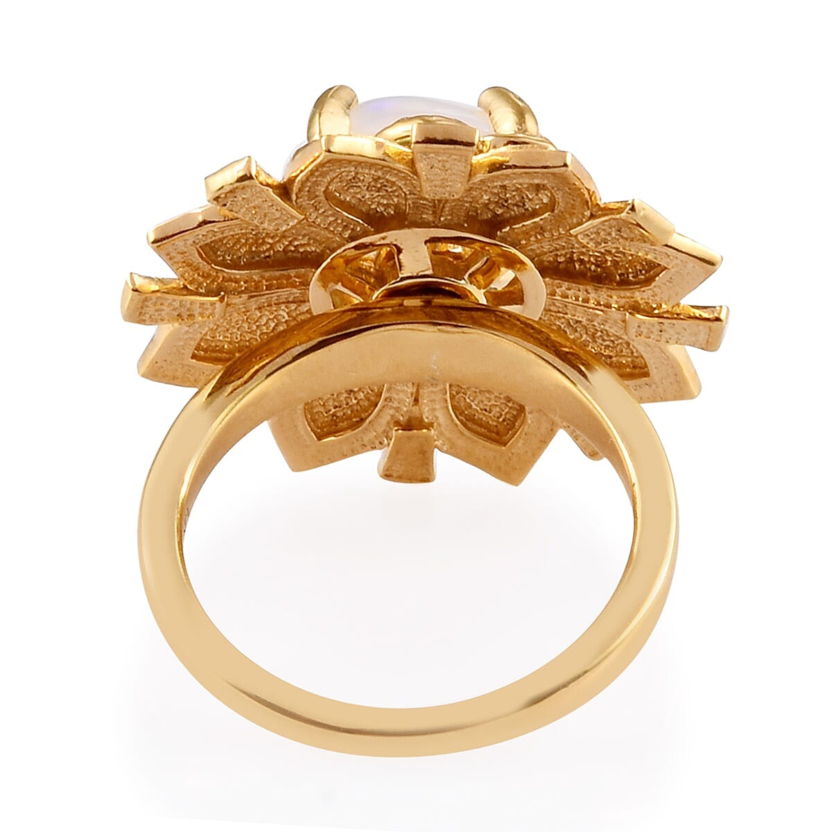 GP AA Ethiopian Welo Opal and Blue Sapphire Enamelled Ring in 14K Gold Overlay Sterling Silver 1.35 Ct.