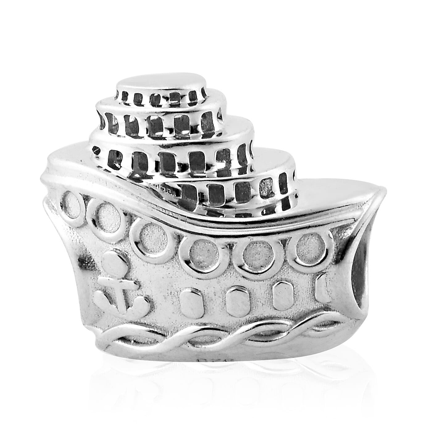 Charms De Memoire Platinum Overlay Sterling Silver Ship Charm