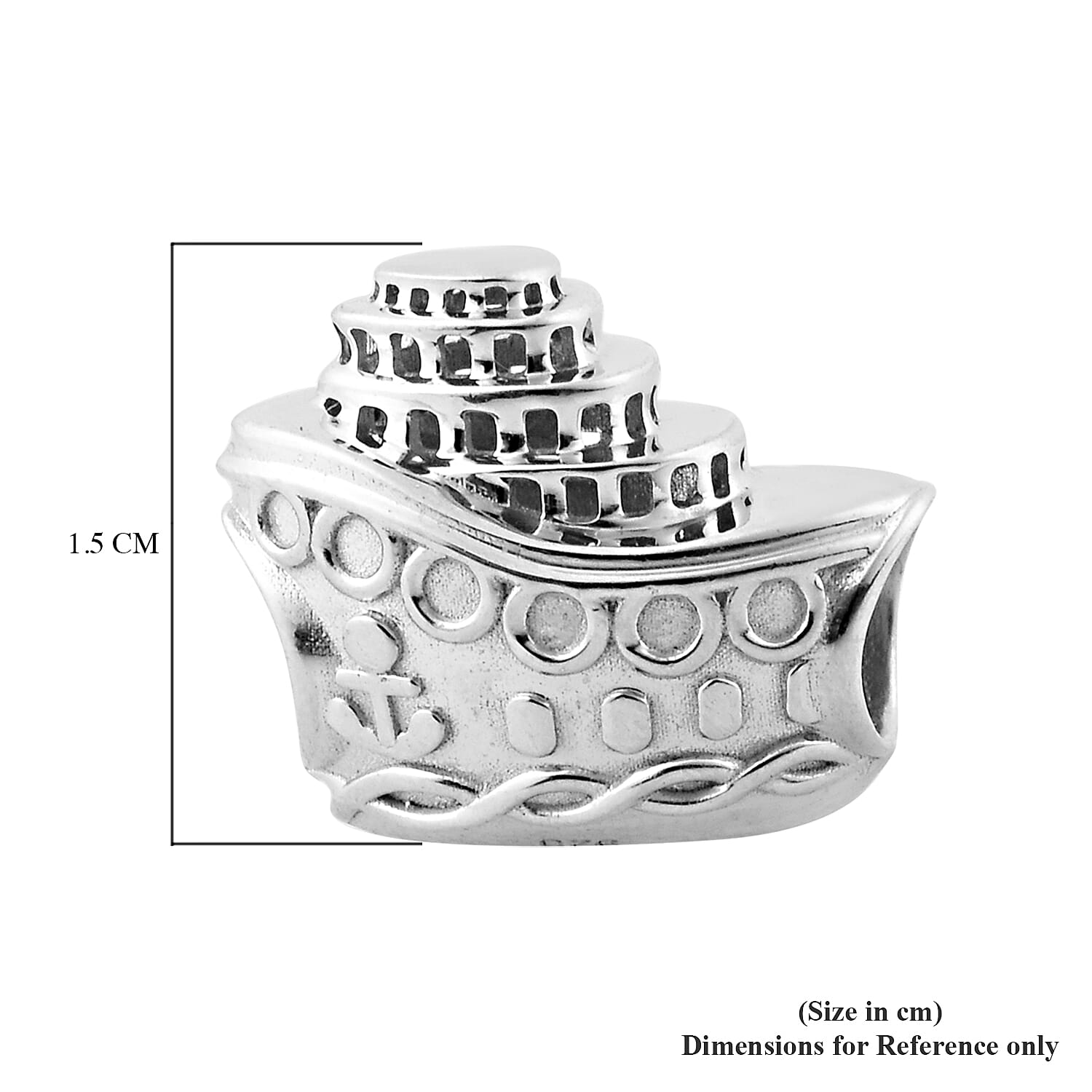 Charms De Memoire Platinum Overlay Sterling Silver Ship Charm