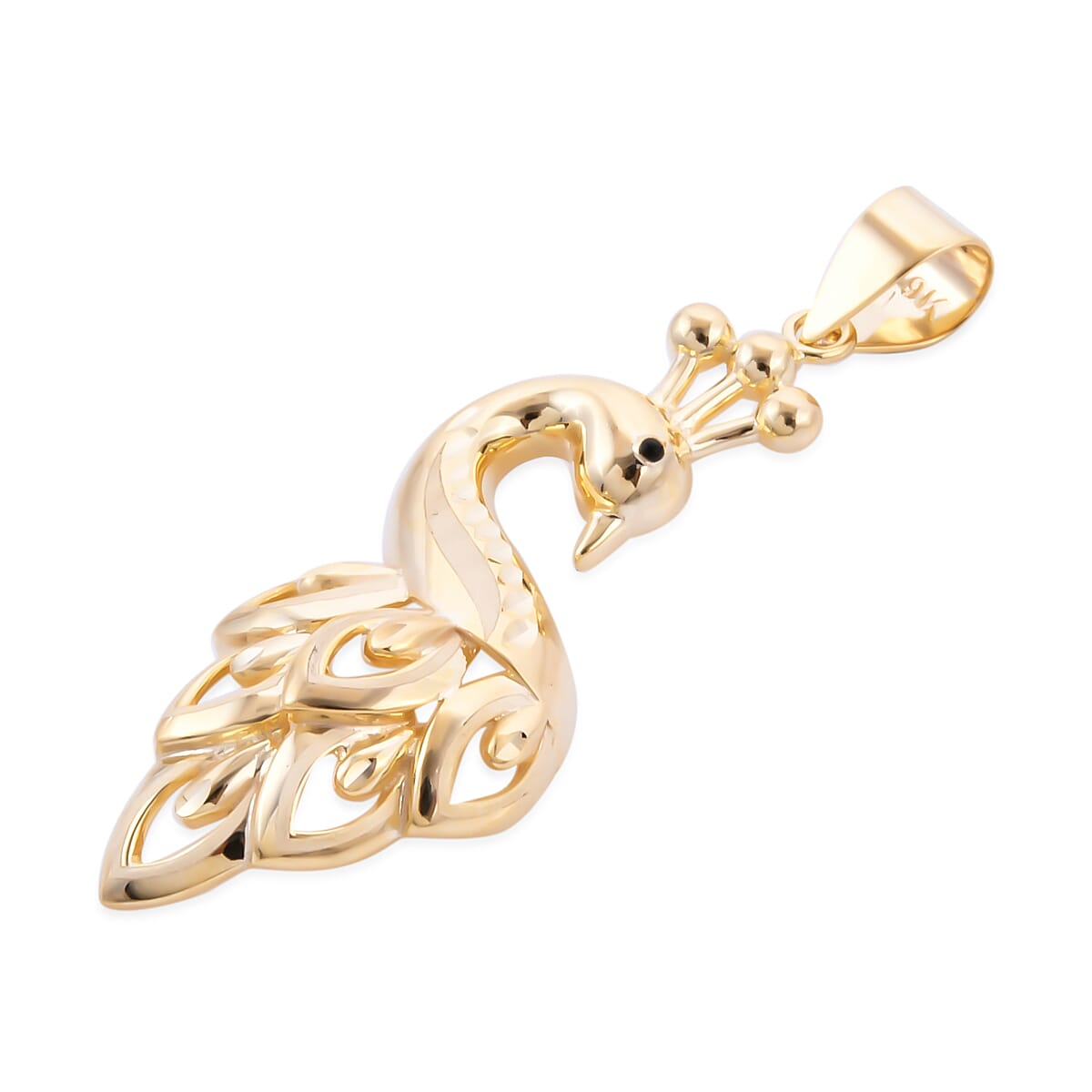 Royal Bali Collection- 9K Yellow Gold Enamelled Peacock Pendant