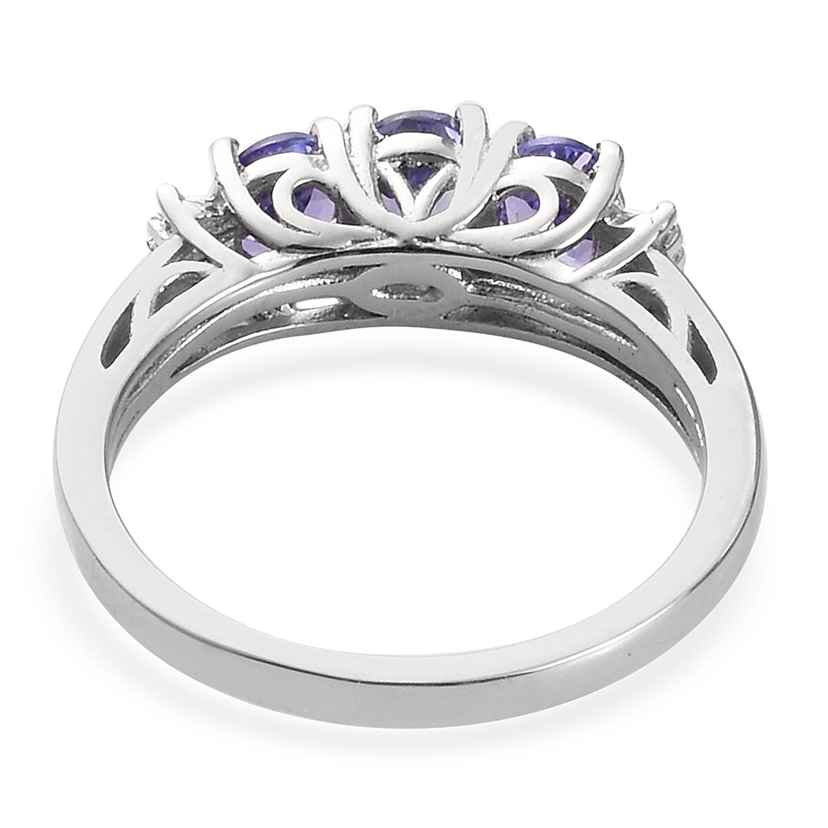 Premium Tanzanite and Diamond Ring in Platinum Overlay Sterling Silver 1.25 Ct.