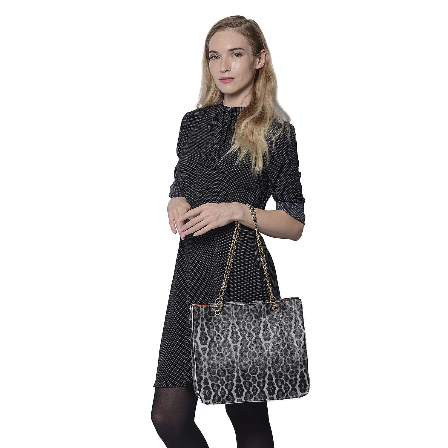 Grey Snake Skin Pattern Tote Bag (Size 32x11x28cm)