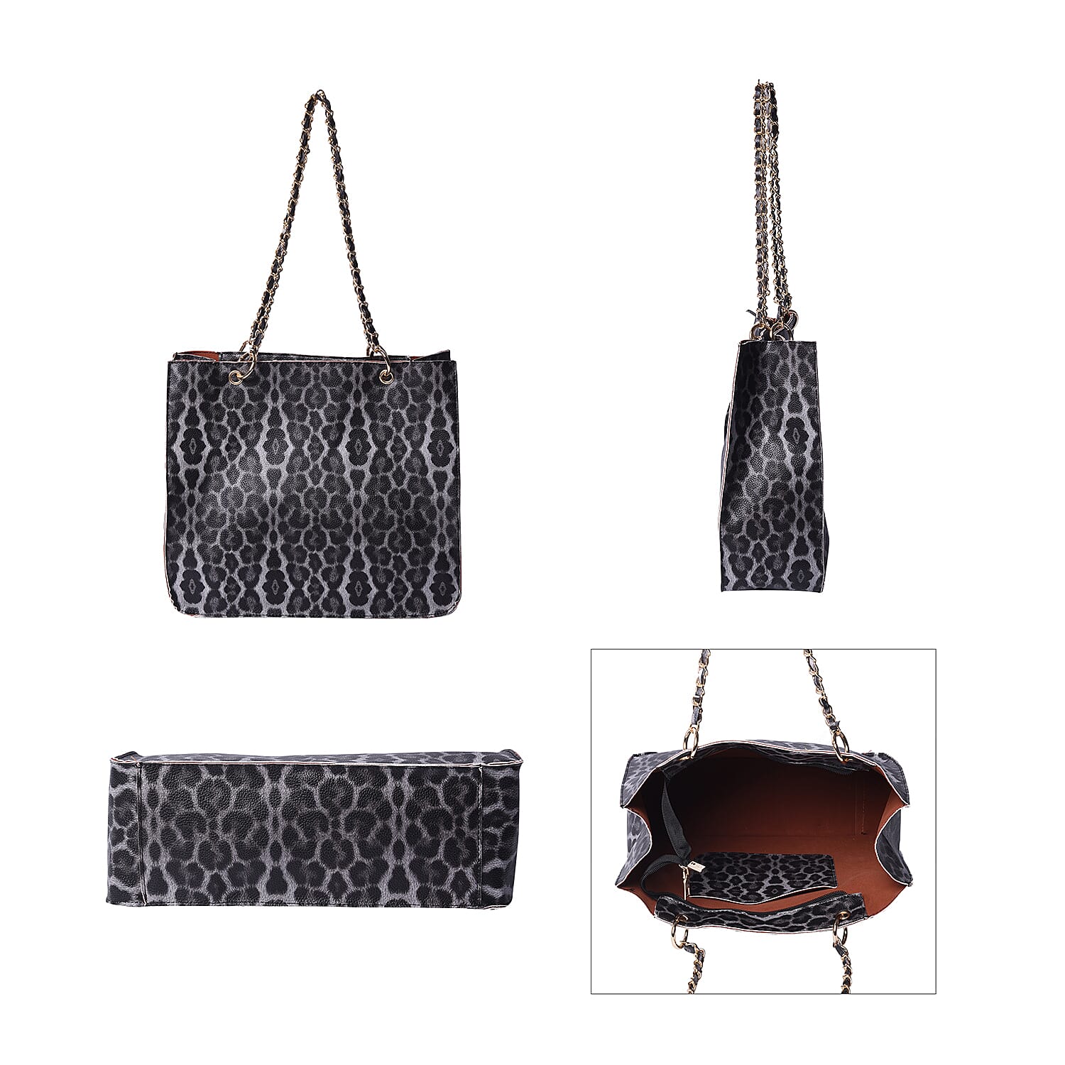 Grey Snake Skin Pattern Tote Bag (Size 32x11x28cm)