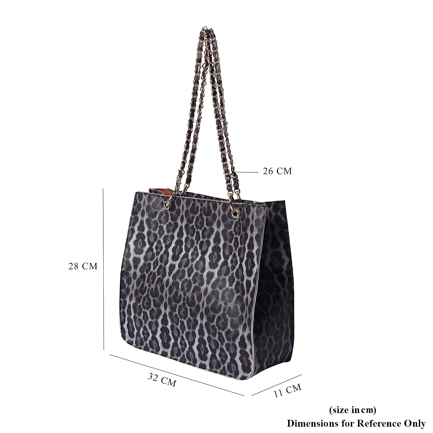 Grey Snake Skin Pattern Tote Bag (Size 32x11x28cm)