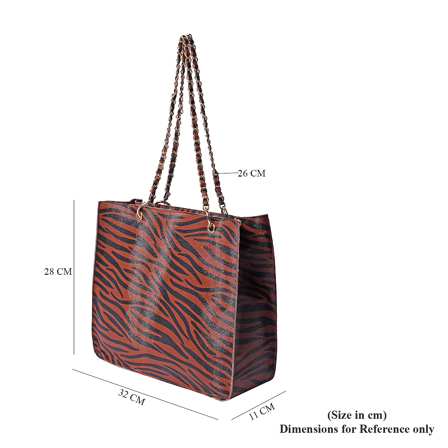 Coffee Colour Zebra Pattern Tote Bag (Size 32x11x28cm)