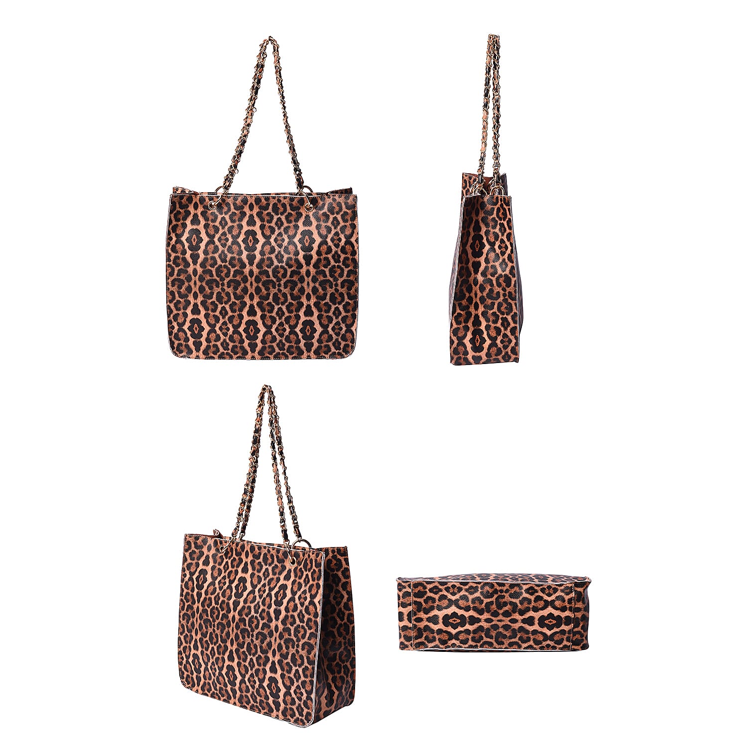 Brown Leopard Pattern Tote Bag (Size 32x11x28cm)