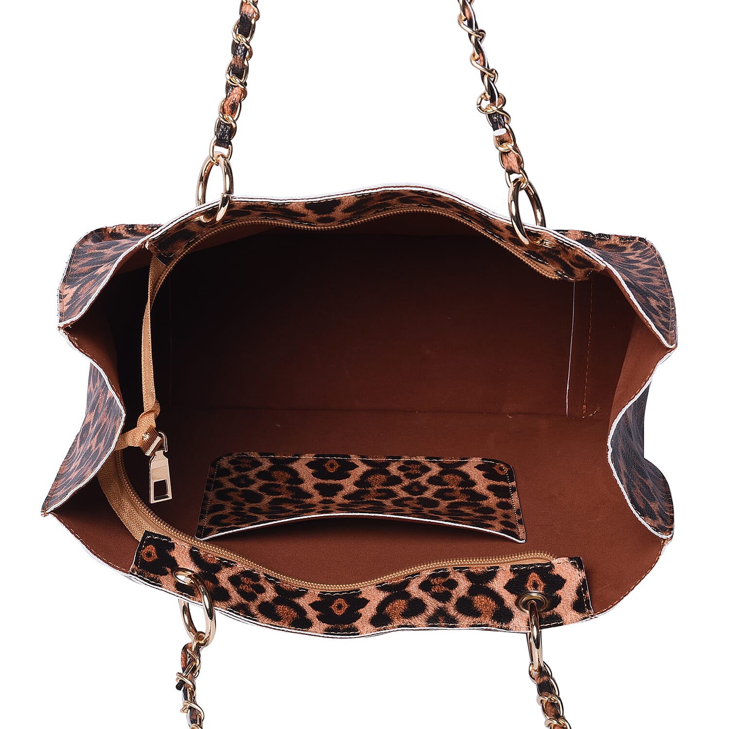 Brown Leopard Pattern Tote Bag (Size 32x11x28cm)