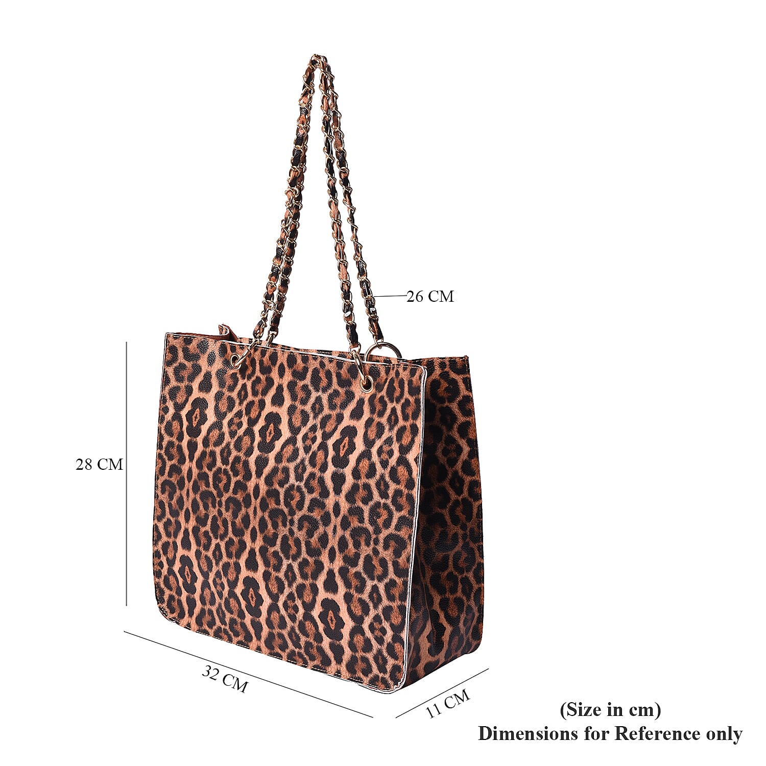 Brown Leopard Pattern Tote Bag (Size 32x11x28cm)