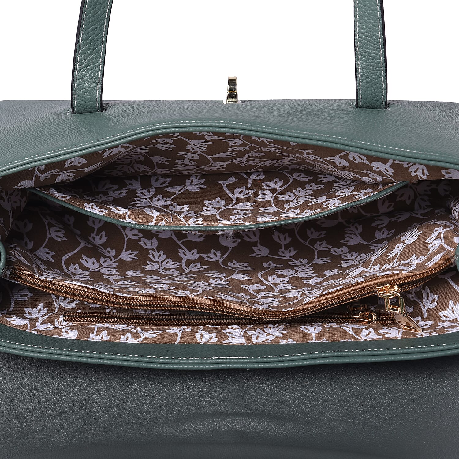 100% Genuine Leather Tote Bag (Size: 34x12x22cm) - Green