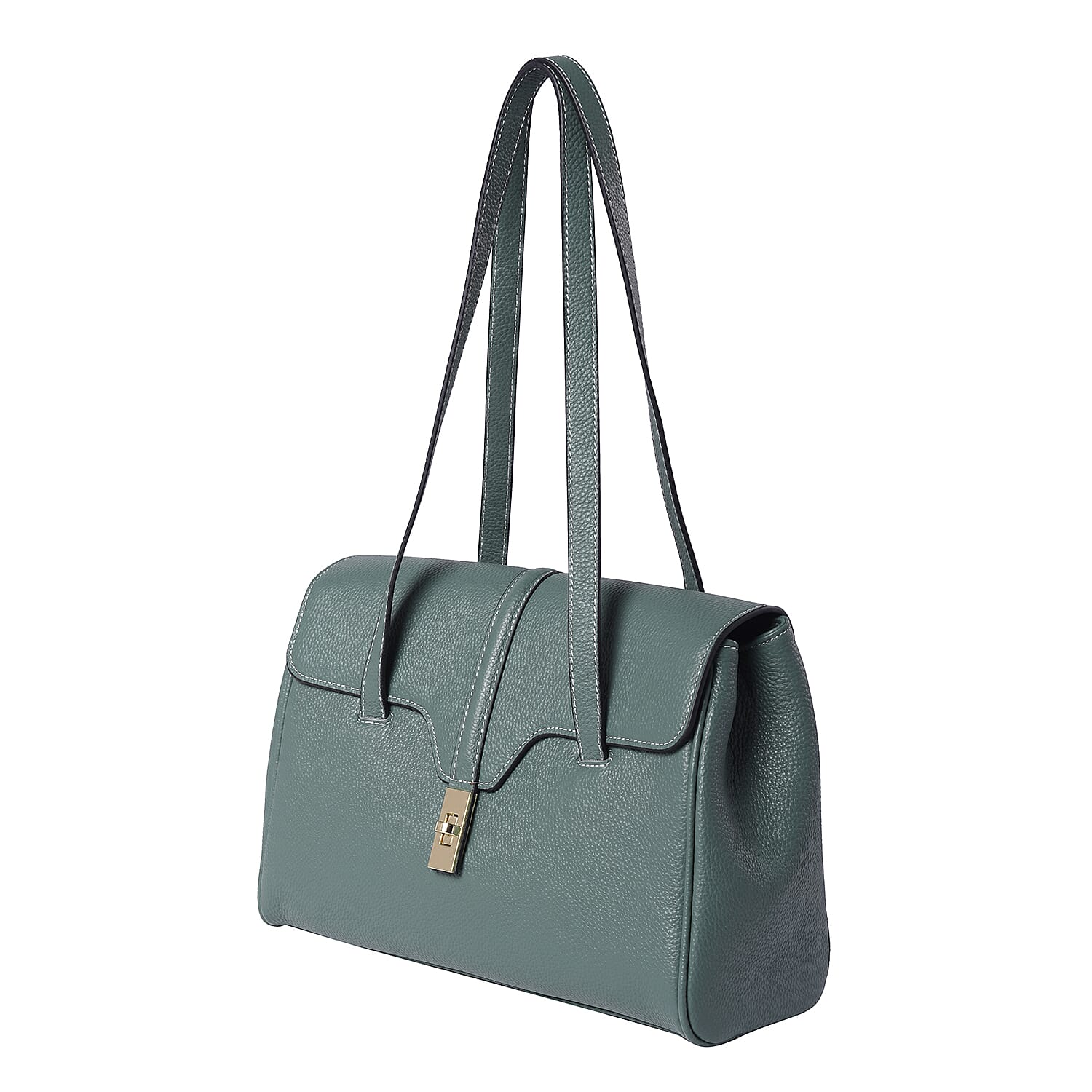 100% Genuine Leather Tote Bag (Size: 34x12x22cm) - Green
