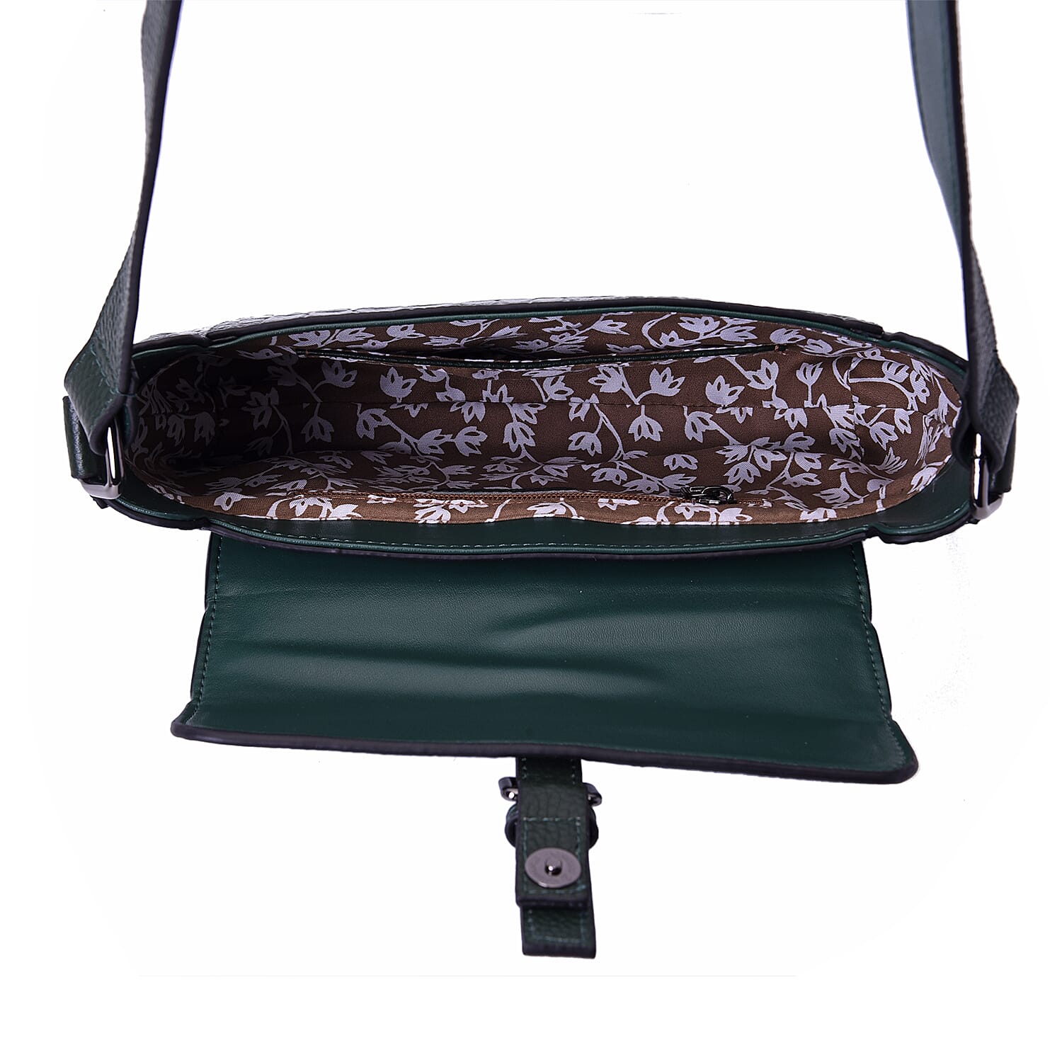 100% Genuine Leather Crocodile-Embossed Pattern Hobo Bag (28x5x16cm) with Adjustable Shoulder Strap - Green