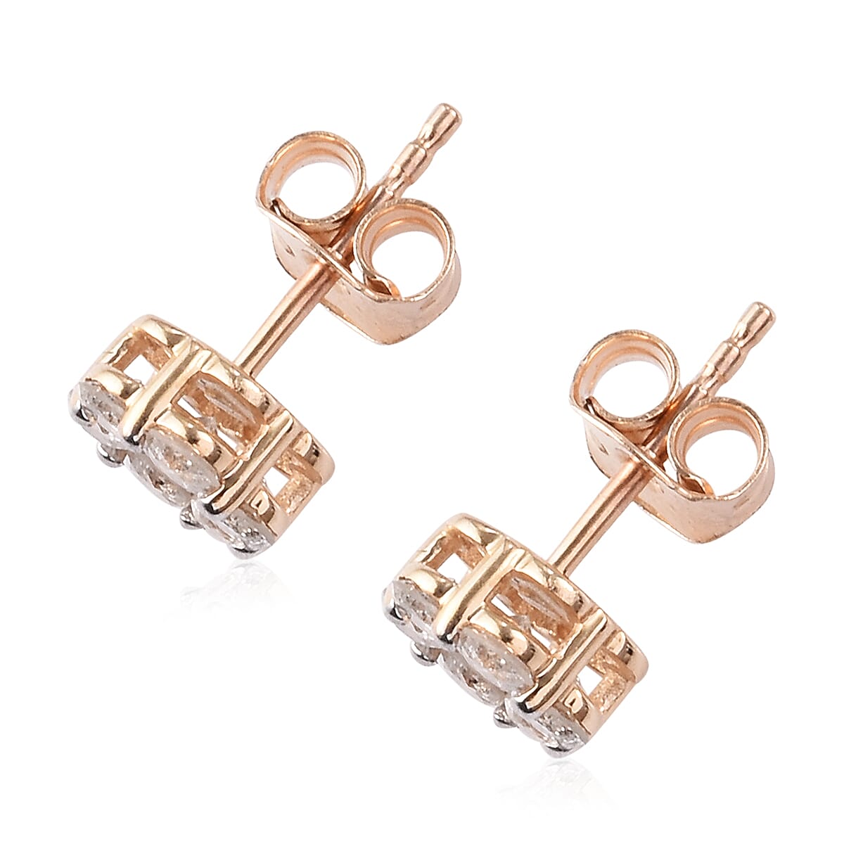 9K Yellow Gold SGL Certified Pressure Set Diamond  Stud Earrings (with Push Back) 1.00 Ct.