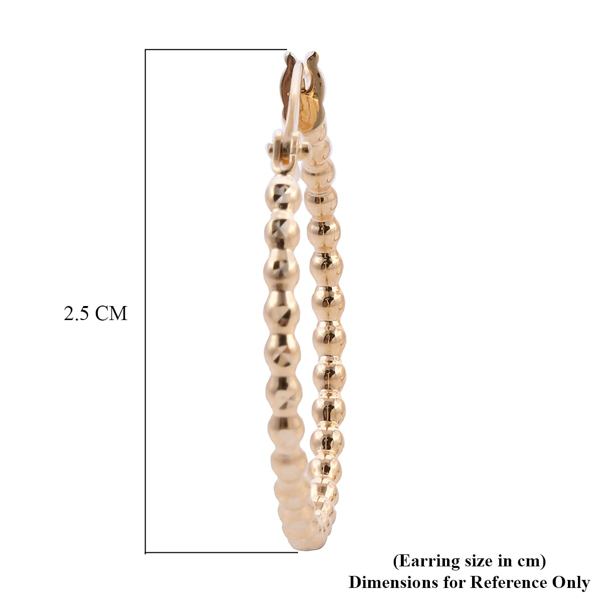 Royal Bali Collection- 9K Yellow Gold Ball Hoop Earrings with Clasp