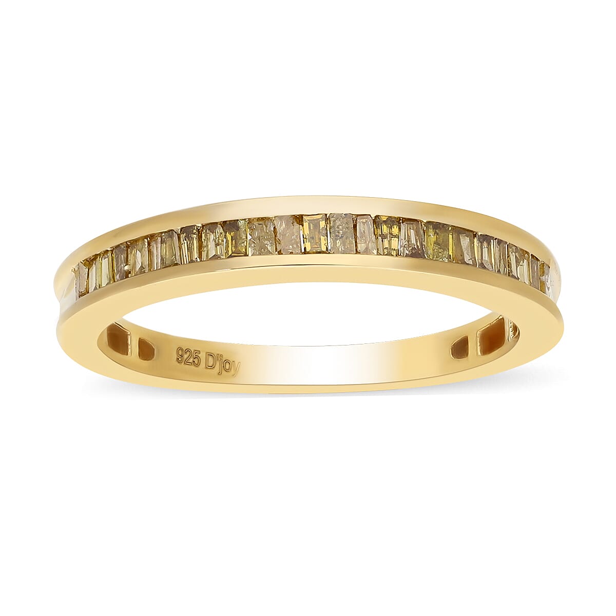 Yellow Diamond Half Eternity Band Ring in Yellow Gold Overlay Sterling Silver 0.25 Ct.