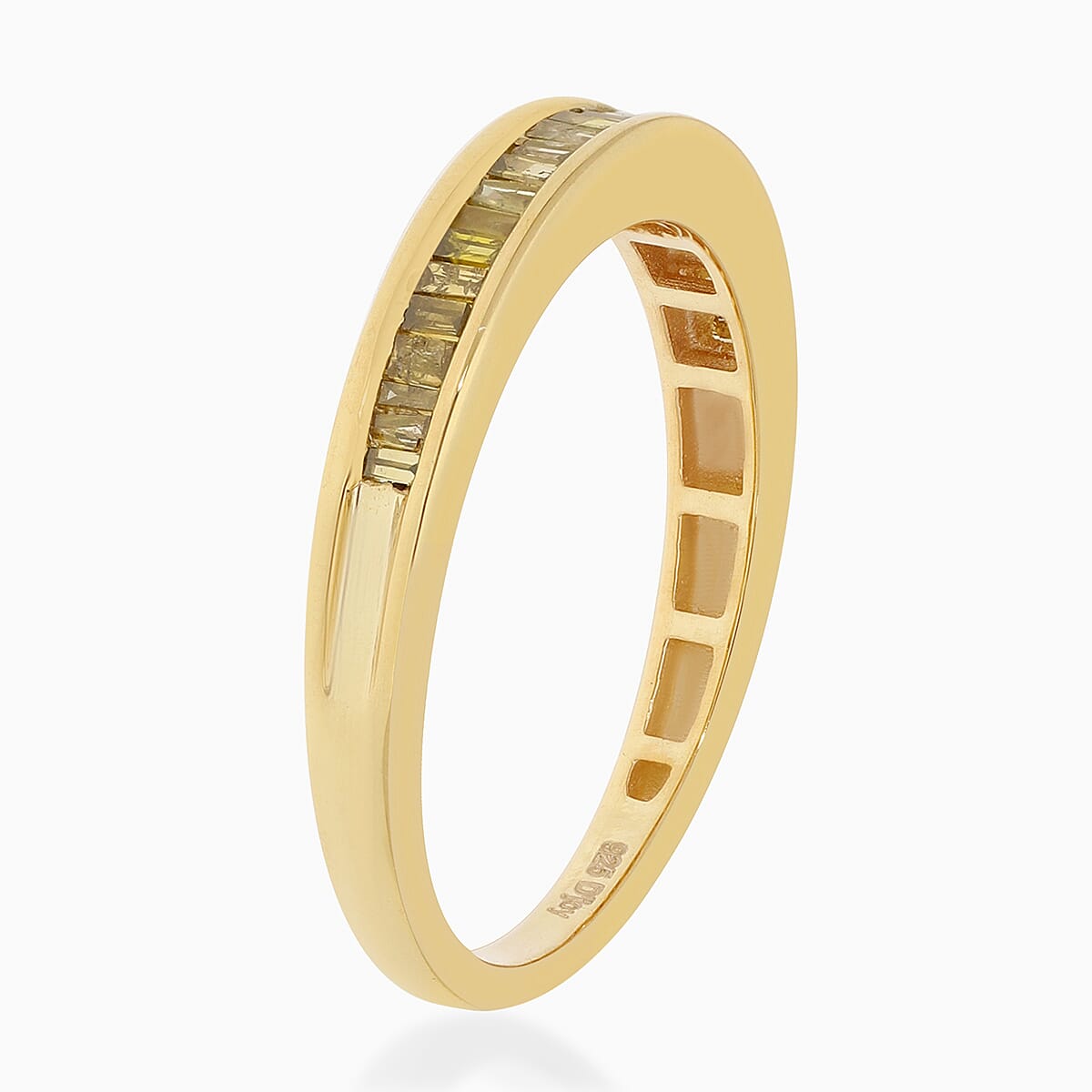 Yellow Diamond Half Eternity Band Ring in Yellow Gold Overlay Sterling Silver 0.25 Ct.