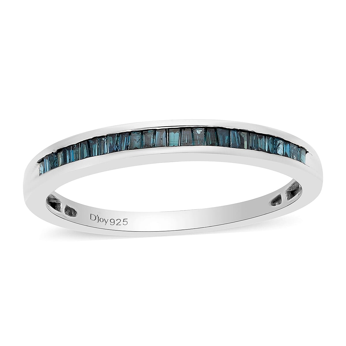 Blue Diamond Half Eternity Band Ring in Platinum Overlay Sterling Silver 0.25 Ct.