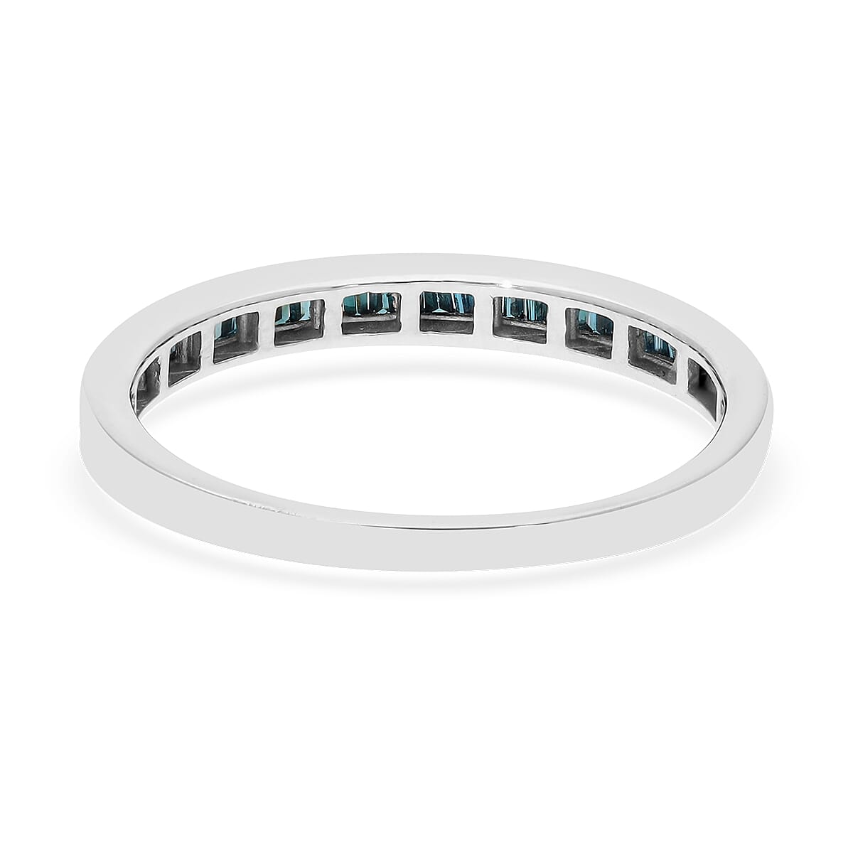 Blue Diamond Half Eternity Band Ring in Platinum Overlay Sterling Silver 0.25 Ct.