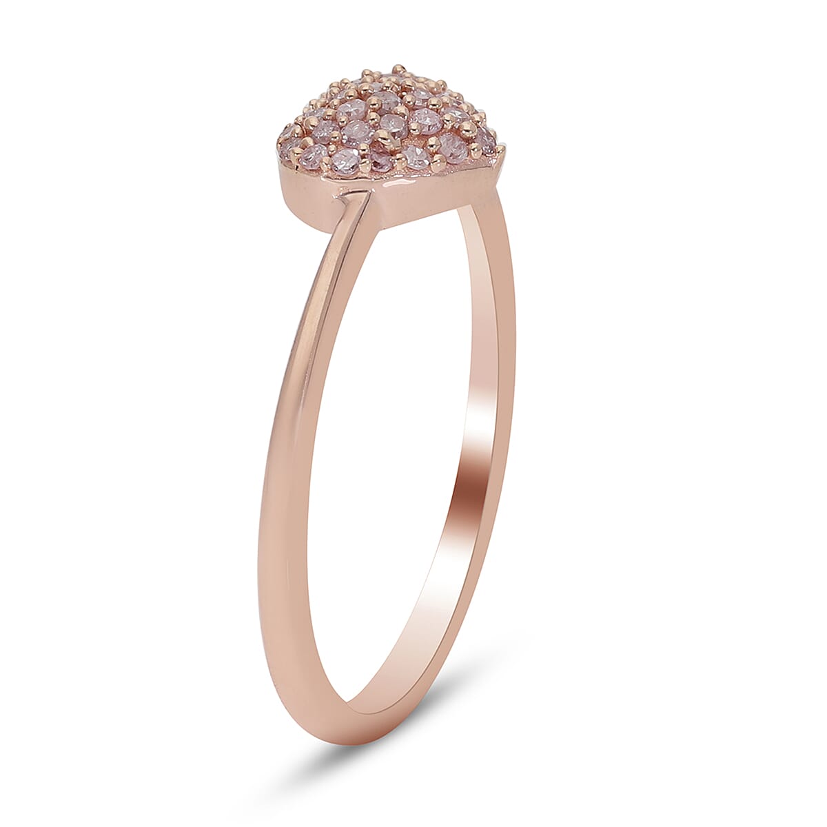 9K Rose Gold Natural Pink Diamond (I3) Heart Ring 0.25 Ct.
