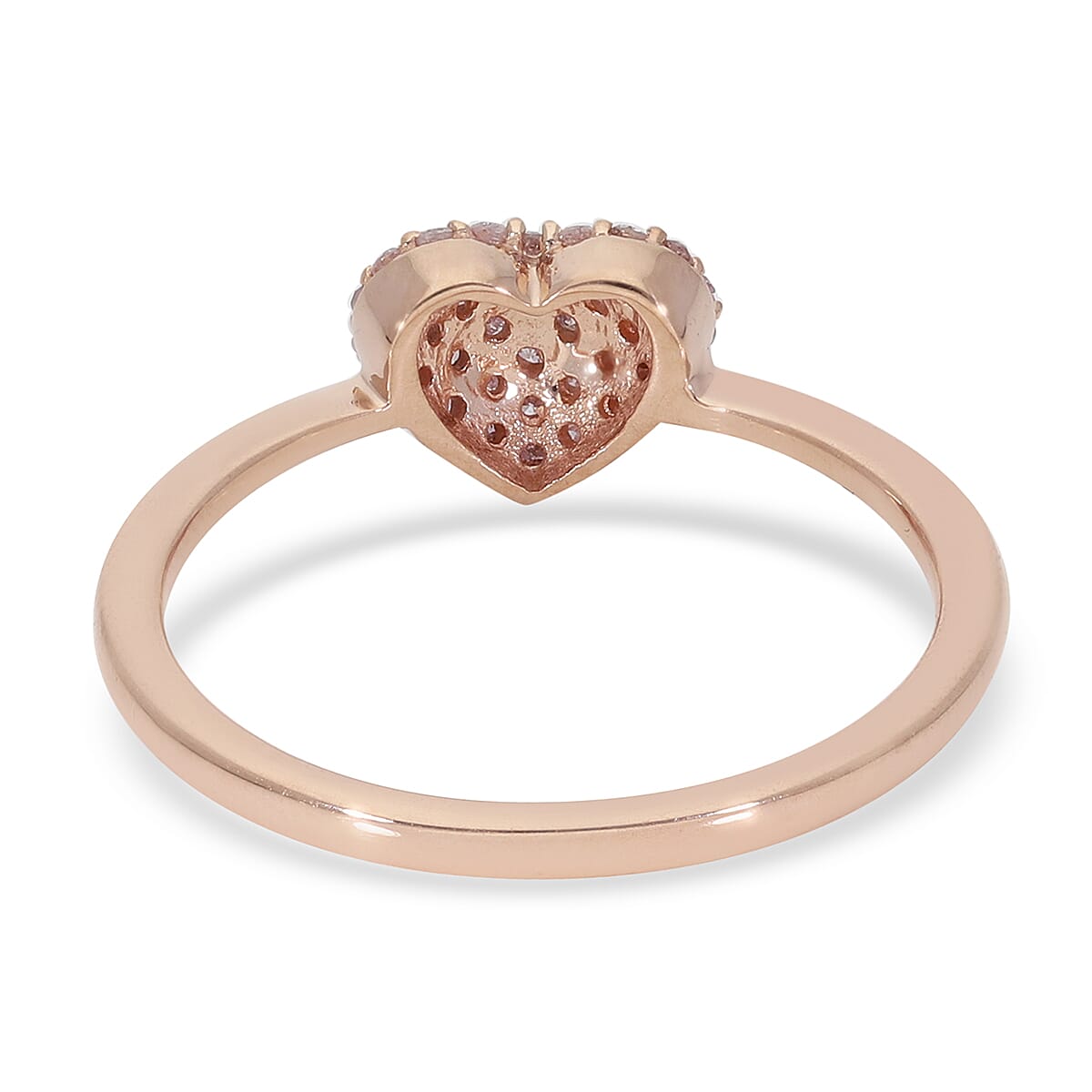 9K Rose Gold Natural Pink Diamond (I3) Heart Ring 0.25 Ct.