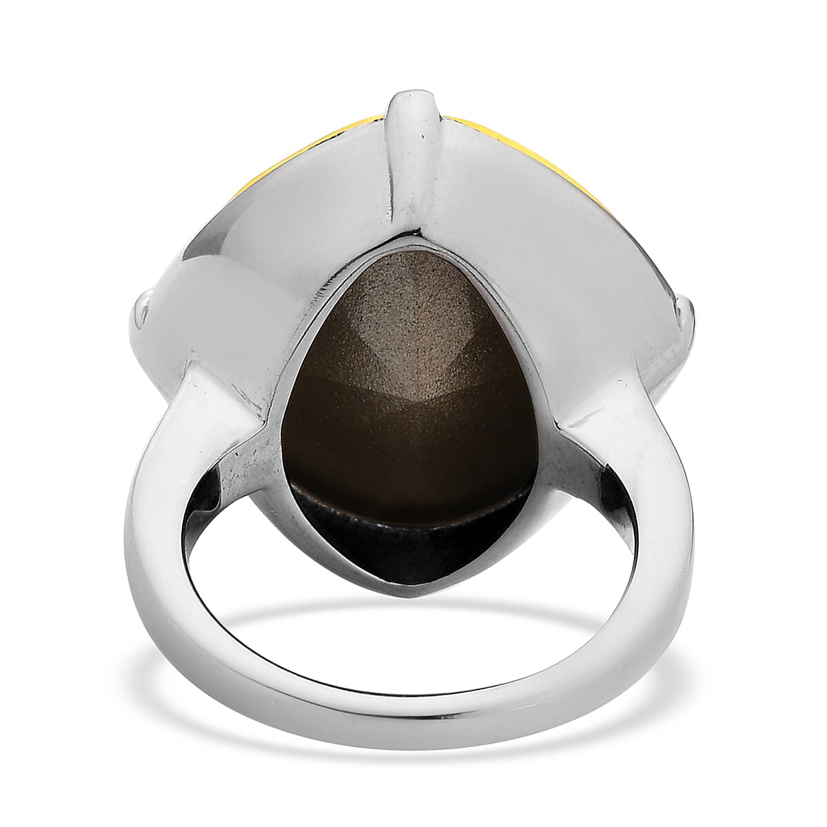 Lustro Stella  Light Colour Topaz Crystal Solitaire Ring in Stainless Steel