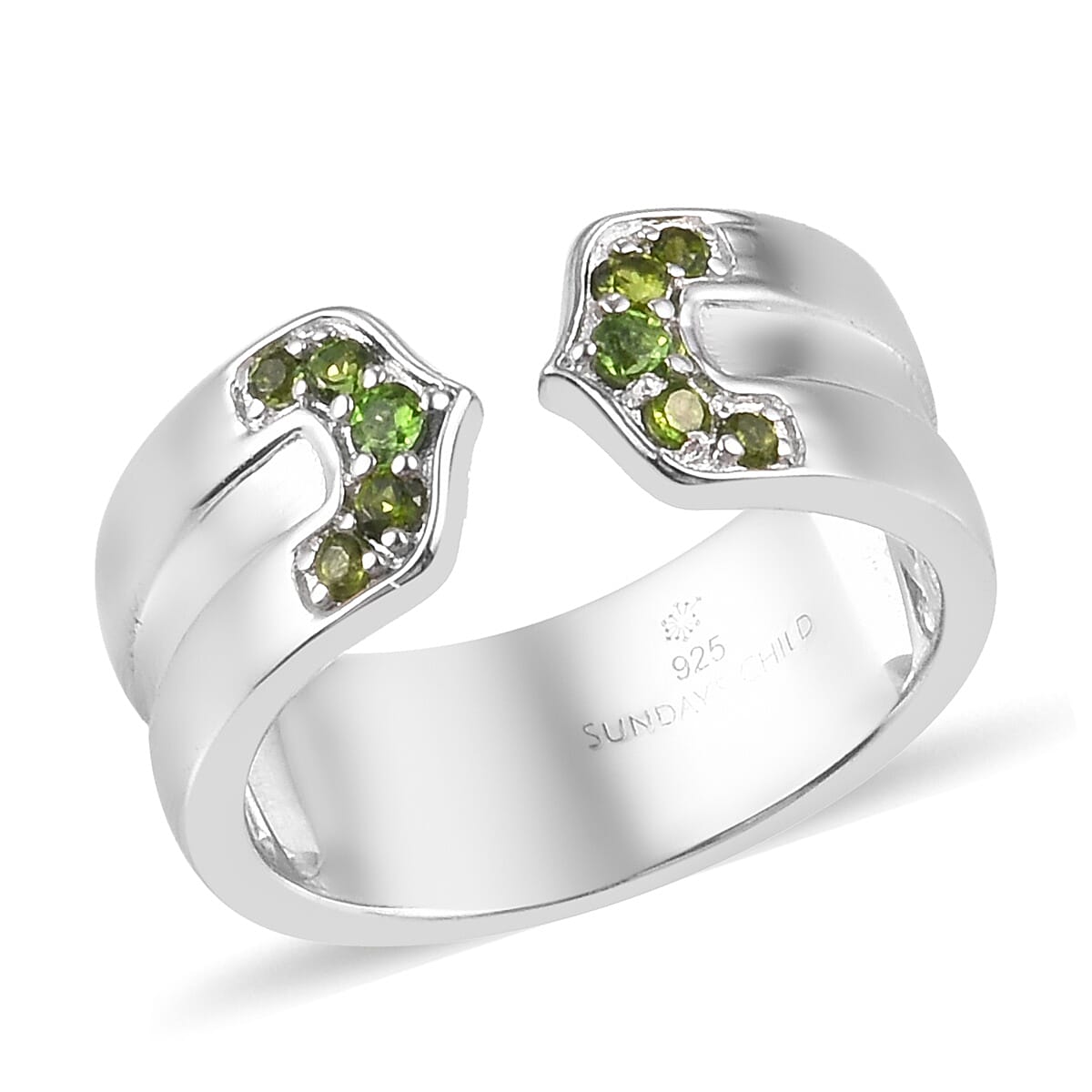 Sundays Child - Chrome Diopside Ring in Platinum Overlay Sterling Silver