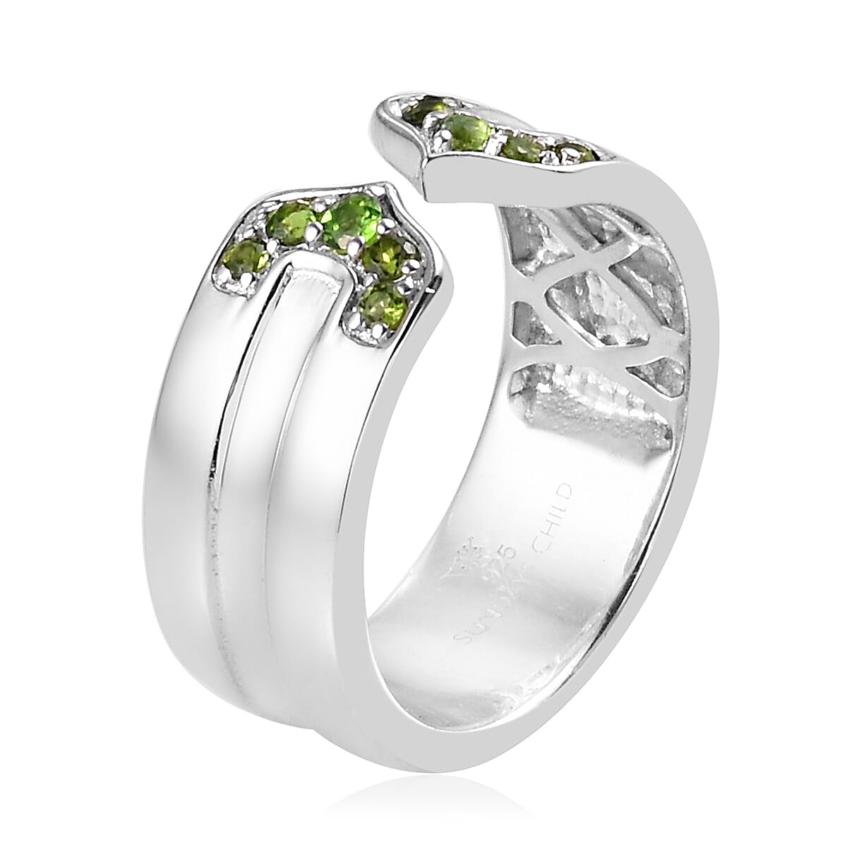 Sundays Child - Chrome Diopside Ring in Platinum Overlay Sterling Silver