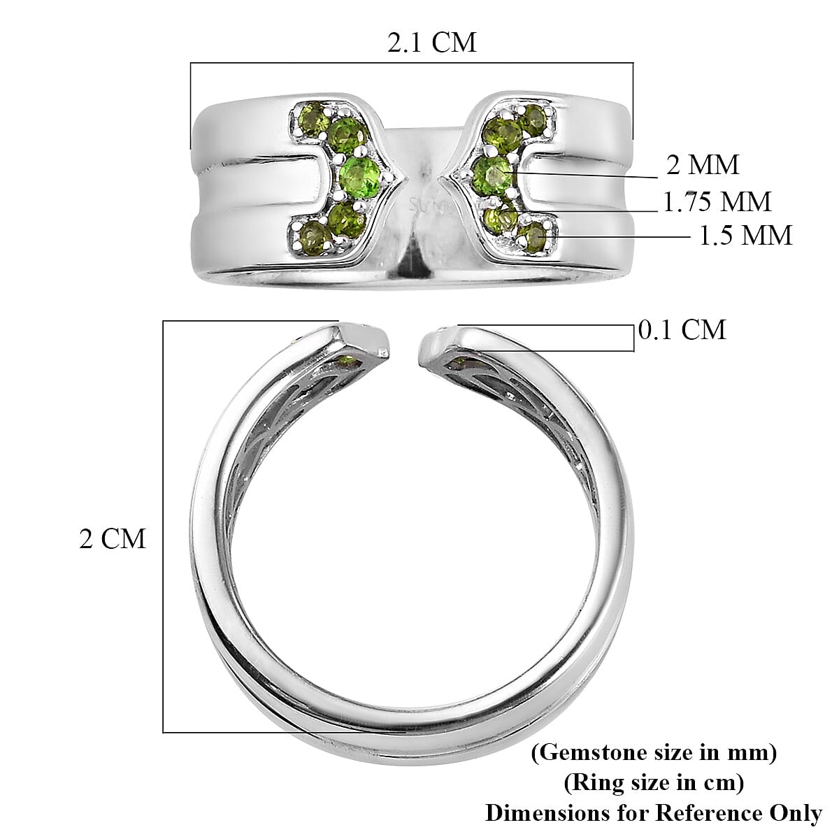 Sundays Child - Chrome Diopside Ring in Platinum Overlay Sterling Silver