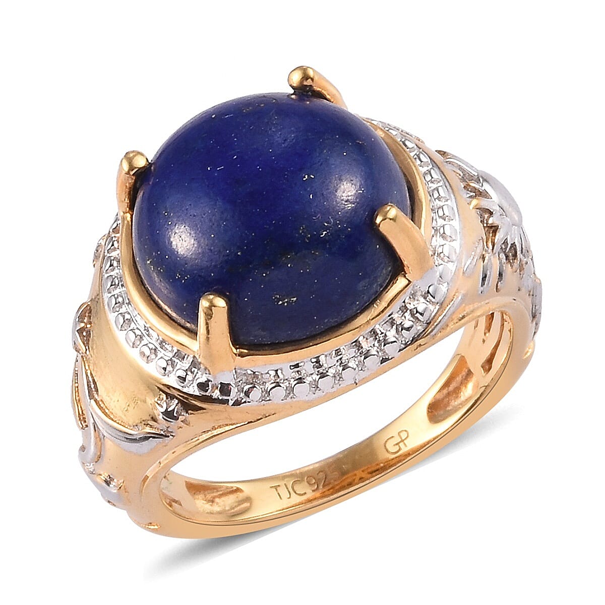 GP Celestial Dream Collection - Lapis Lazuli and Kanchanaburi Blue Sapphire Ring in Platinum and Yellow Gold Overlay Sterling Silver 6.75 Ct.