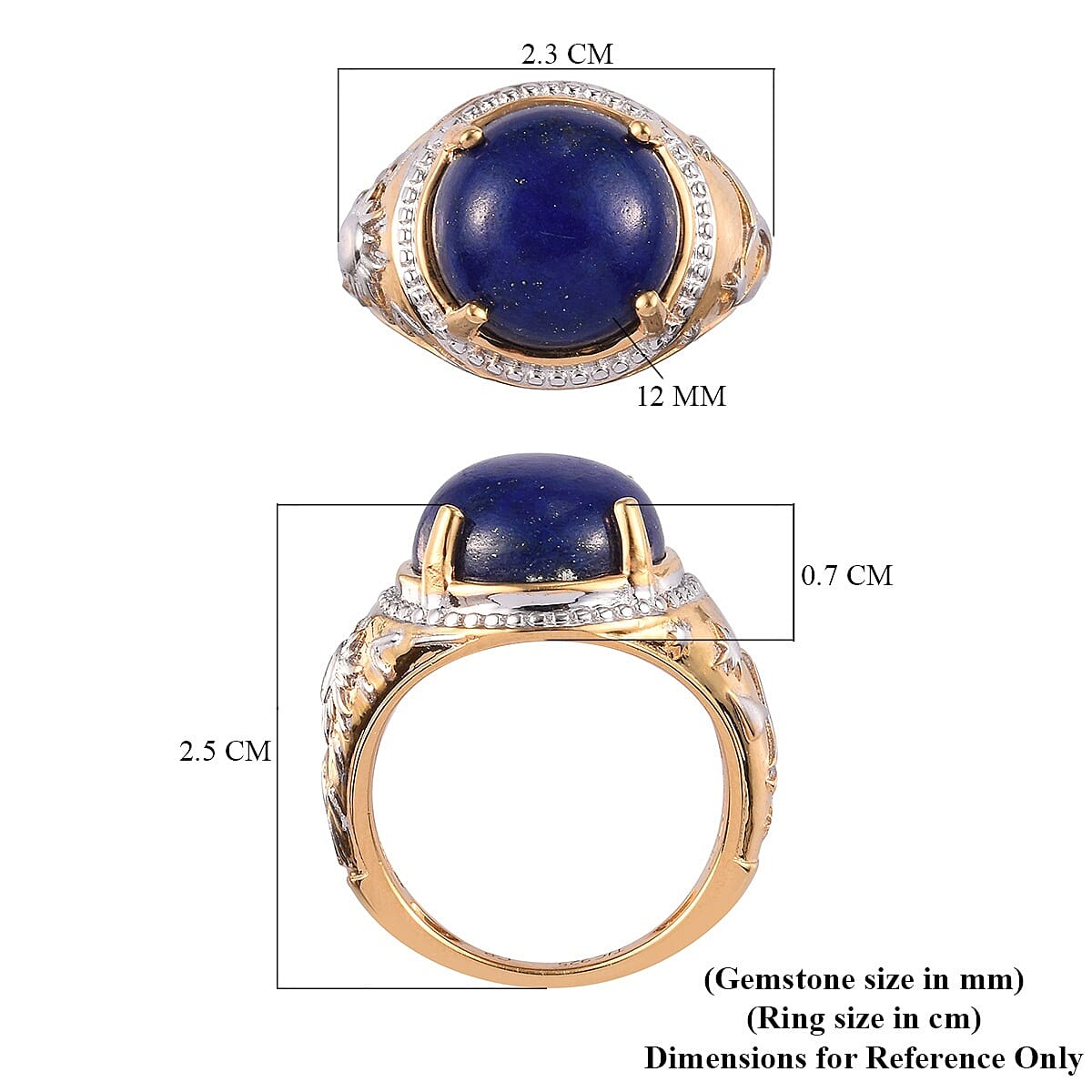GP Celestial Dream Collection - Lapis Lazuli and Kanchanaburi Blue Sapphire Ring in Platinum and Yellow Gold Overlay Sterling Silver 6.75 Ct.