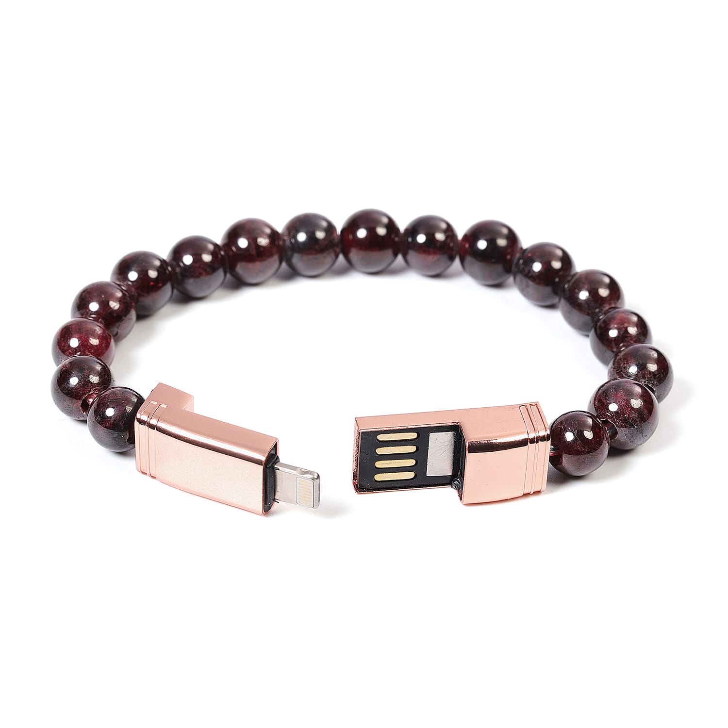 Mozambique Garnet Phone Charger Bracelet (Size 7.75) in Rose Gold Tone 75.00 Ct.