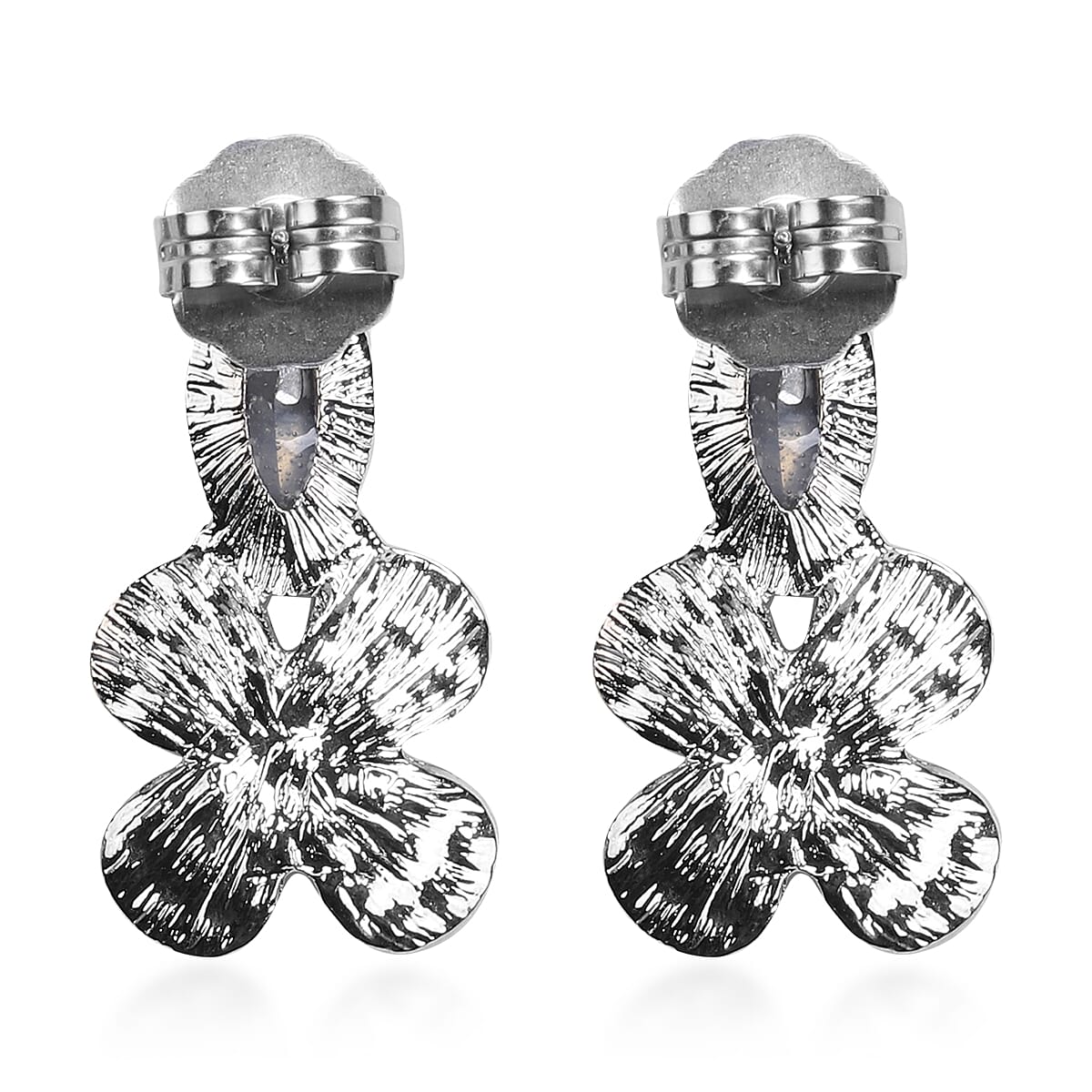 2 Piece Set - Simulated Aquamarine and White Austrain Crystal Necklace (Size 20 with 2 inch Extender) and Earrings (with Push Back) in Silver Tone