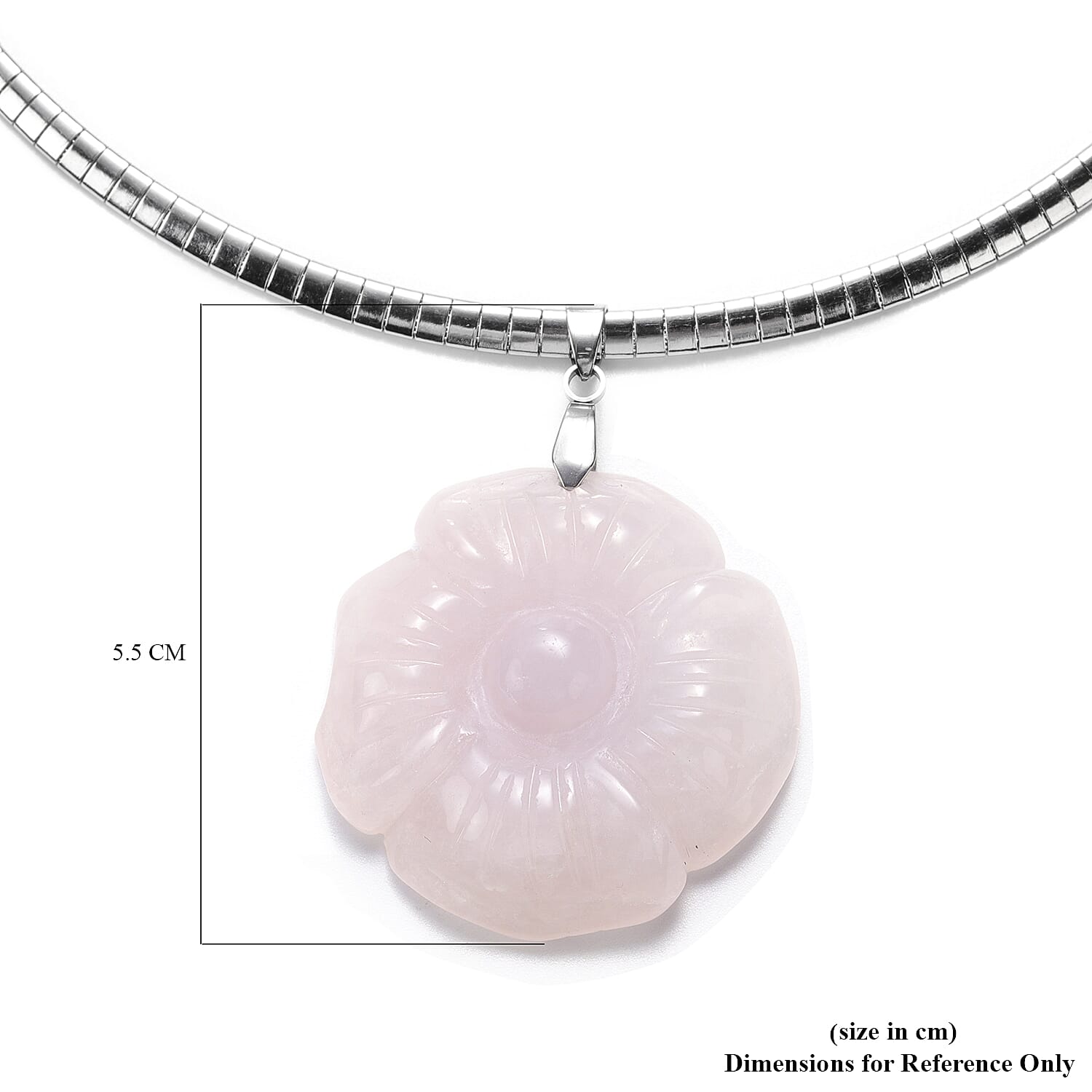 Rose Quartz Flower Necklace (Size 18) in Stainless Steel 88.50 Ct.