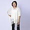 Spring Collection - Solid Cream Colour Hollow Out Poncho with Tassel (Free Size; Length 60Cm)