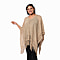 Spring Collection - Solid Brown Colour Hollow Out Poncho with Tassel (Free Size; Length 60Cm)